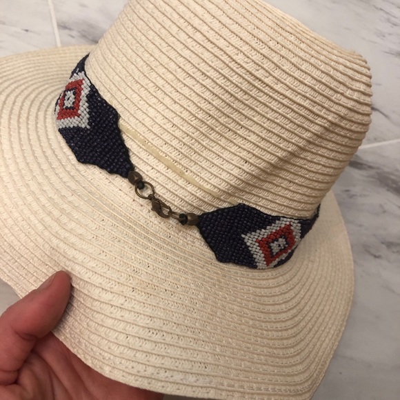 Olive & Pique White Straw Paper Beaded Hat - Picture 11 of 11